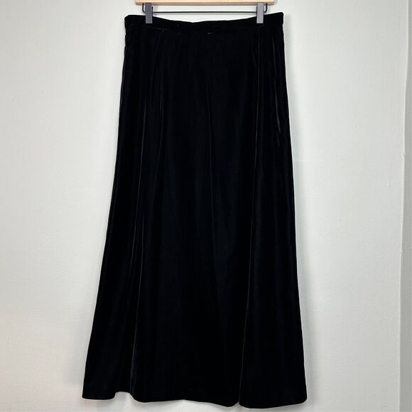 Vtg Talbots Maxi Skirt 14 Black Velvet Modest Goth Grunge Witch Vamp Alt 90s Y2K - Picture 2 of 14